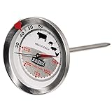 Xavax 2-in-1 Bratenthermometer (aus Edelstahl, gleichzeitige Messung von Gar- und Ofentemperatur, spülmaschinengeeignet) silber