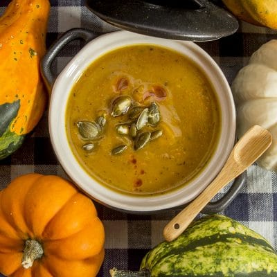 Gesmokete Kürbissuppe